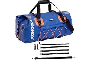 KRONOX Motorcycle Duffel Bag Waterproof, 25L Blue – Durable Motorcycle Luggage & Saddle Bags. Back Seat Dry Bag for Travel, Commute & Dirt Bike Gear