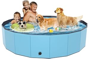 Foldable Dog Pool, YSJILIDE Portable PVC Pet Swimming Pool, Collapsible Plastic Bath for for Large Medium Small Dogs & Kids (XXXL-79"x 16" Blue)
