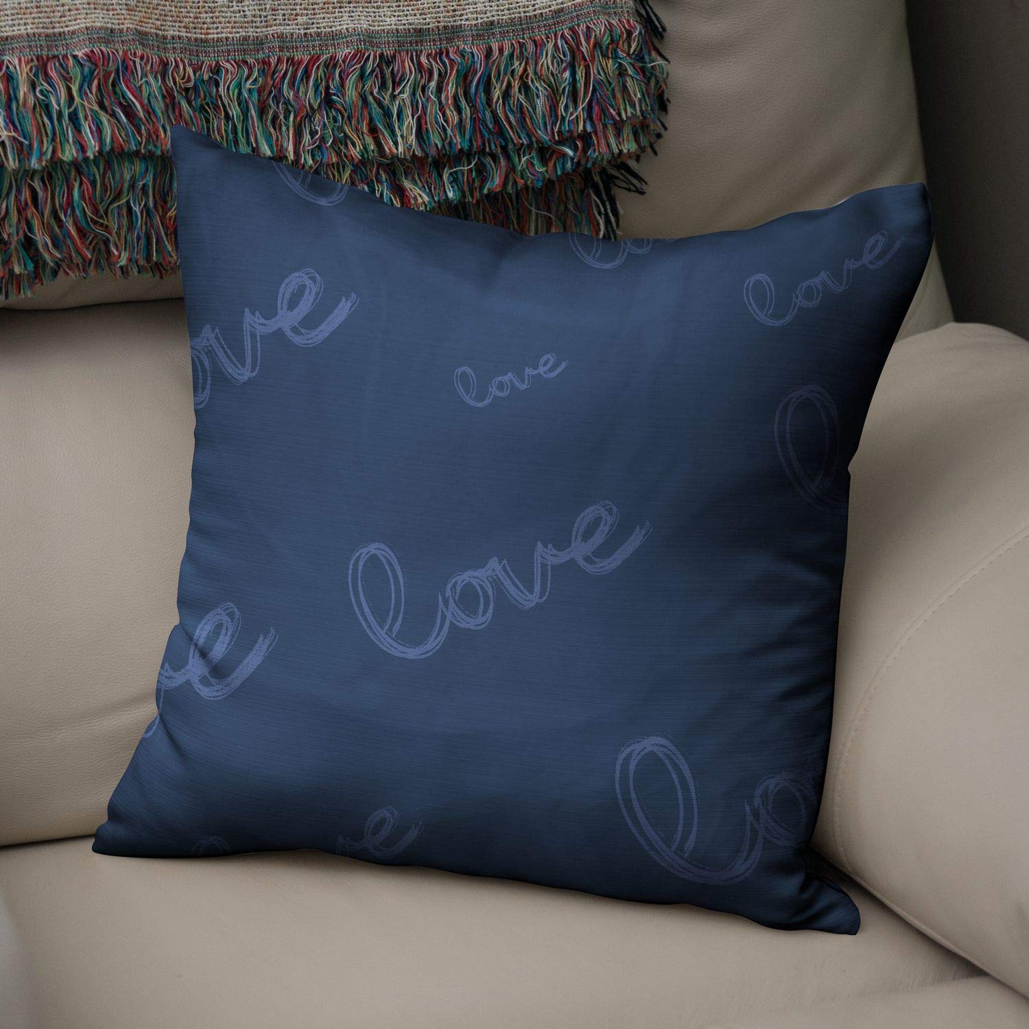 Bonamaison Decorative Cushion Cover Blue, Throw Pillow Covers, Home Decorative Pillowcases for Livingroom, Sofa, Bedroom, Size:50x50 Cm - Designed and Manufactured in Turkey