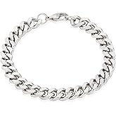 Invicta Bracelet for Men, Stainless Steel Curb Link Chain Jewelry, 8.5mm-11.5mm, 8.5"-9"