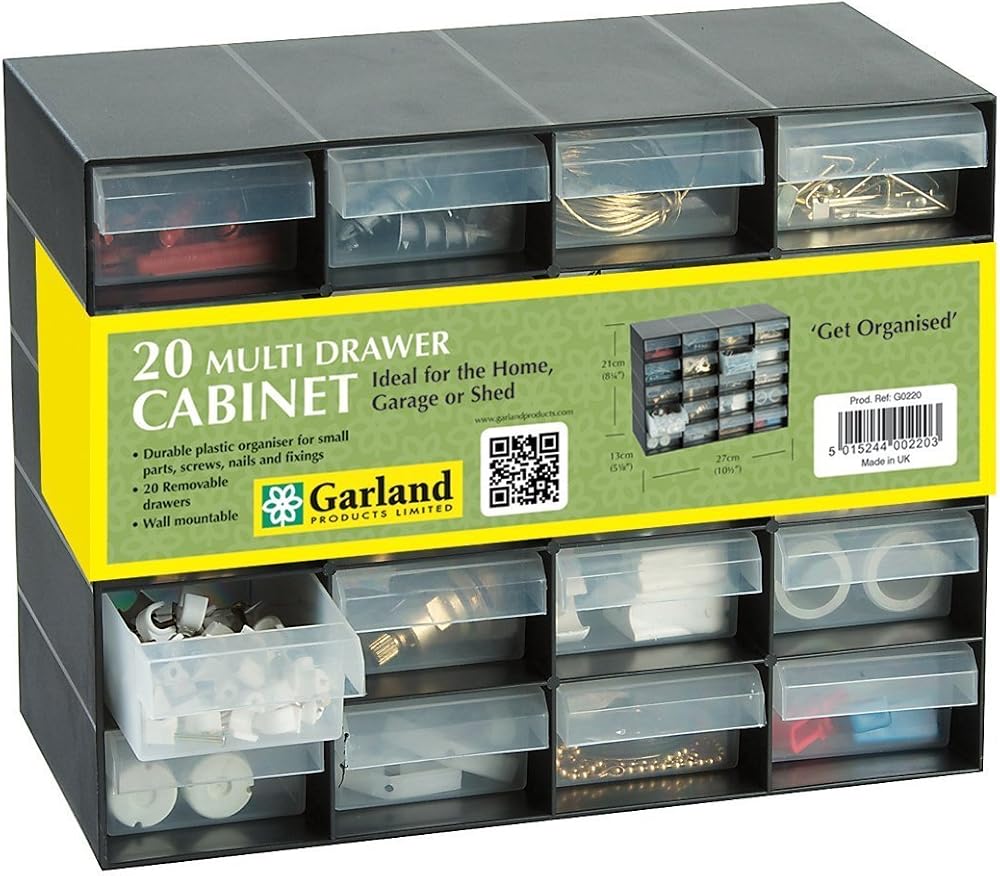 Garland 20 Drawer Plastic Storage Cabinet Home Garage Shed 21x27x13 cm
