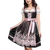Seoria Womens Oktobertfest Dirndl 3 Piece Authentic Dirndl for Bavarian Carnival Oktoberfest Dress German Trachten Dirndl