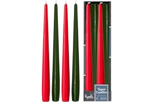 Hyoola Christmas Candles - Green and Red Taper Candles 10 Inch Dripless - 4 Pack Unscented Holiday Candles - European Made