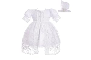 Dressy Daisy Baby Girls' Baptism Christening Gown Dress with Lace Cape and Bonnet Embroidered Clothing Outfit Infant