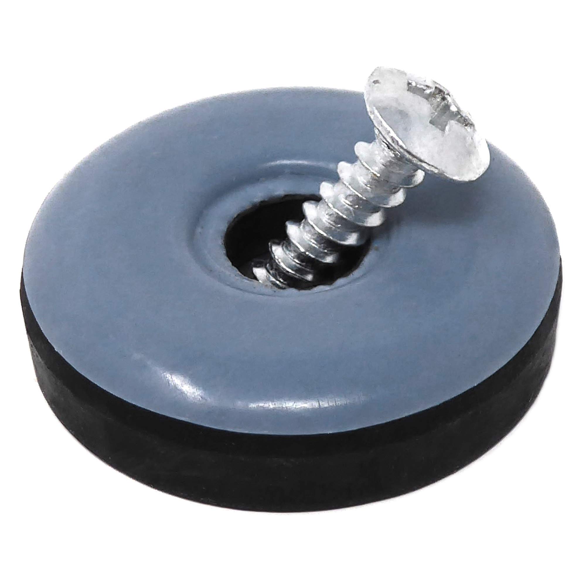 Adsamm® / 16 x PTFE Sliders with screws | Ø 1,18'' (Ø 30 mm) | grey-blue | round | Premium quality furniture sliders with screw by Adsamm®