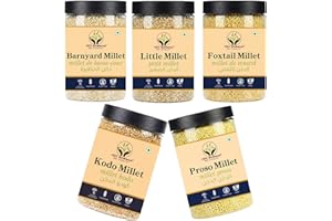 HDC Siridhanya Unpolished And Gluten free Millets Combo Pack Of 5 [Kodo, Foxtail, Barnyard, Little And Proso Millets, Sourced