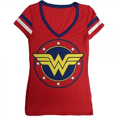 DC Comics Wonder Woman Logo V-Neck Junior's T-Shirt