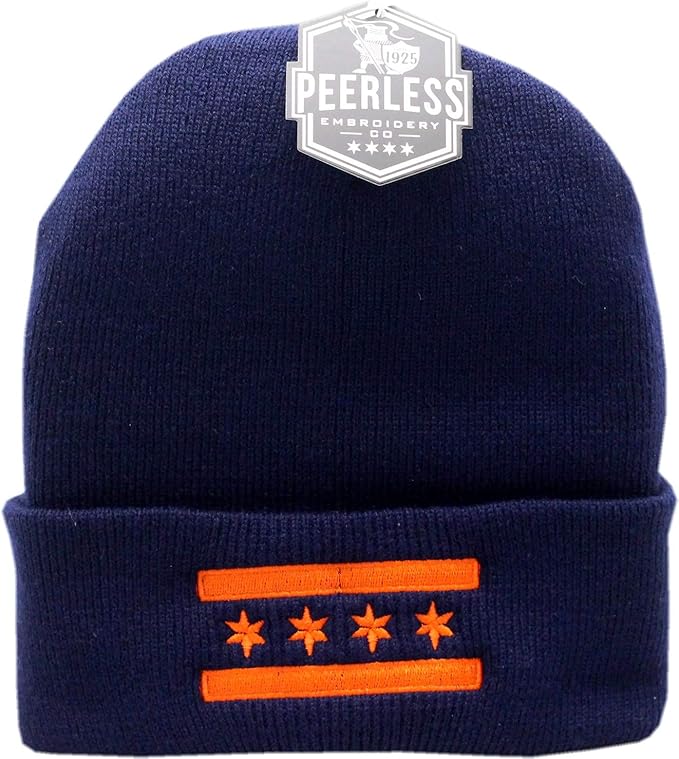 Amazoncom  peerless jessecmault chicago flag cuffed knit hat orange