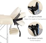Yaheetech Foldable Massage Bed Portable Lash Table Aluminum 60 cm Cream view 7