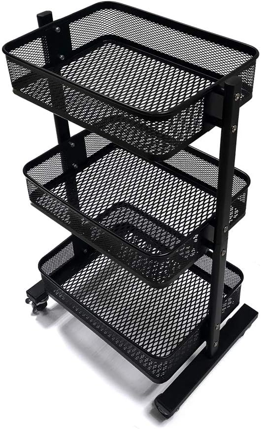 Duwee 3Tier Metal Rolling Cart with Wheels Multifunction