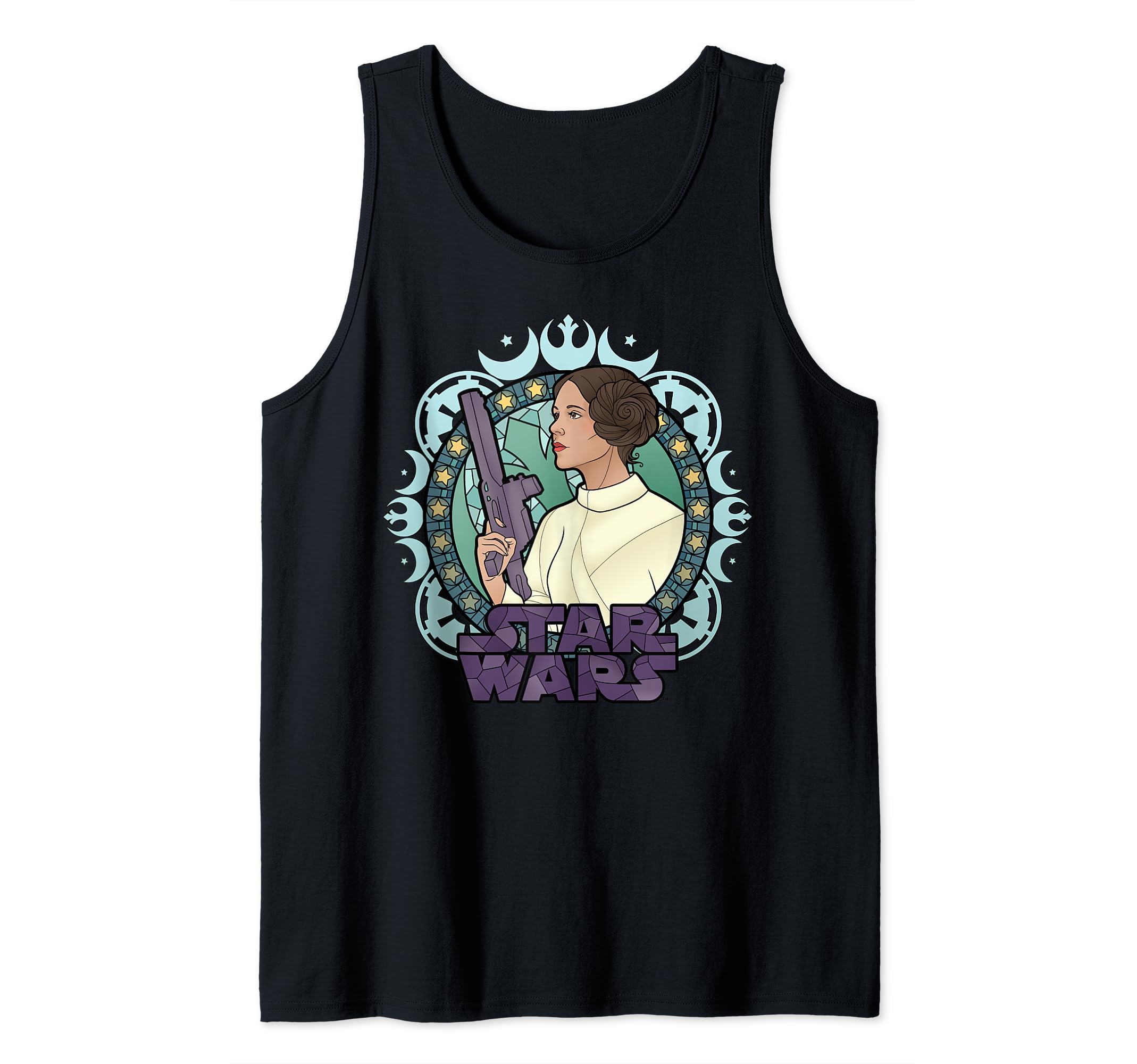 Star Wars Princess Leia Stained Glass Cartoon Profile Tank Top