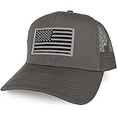 Armycrew XXL Oversize Black Grey USA Flag Patch Mesh Back Trucker Baseball Cap