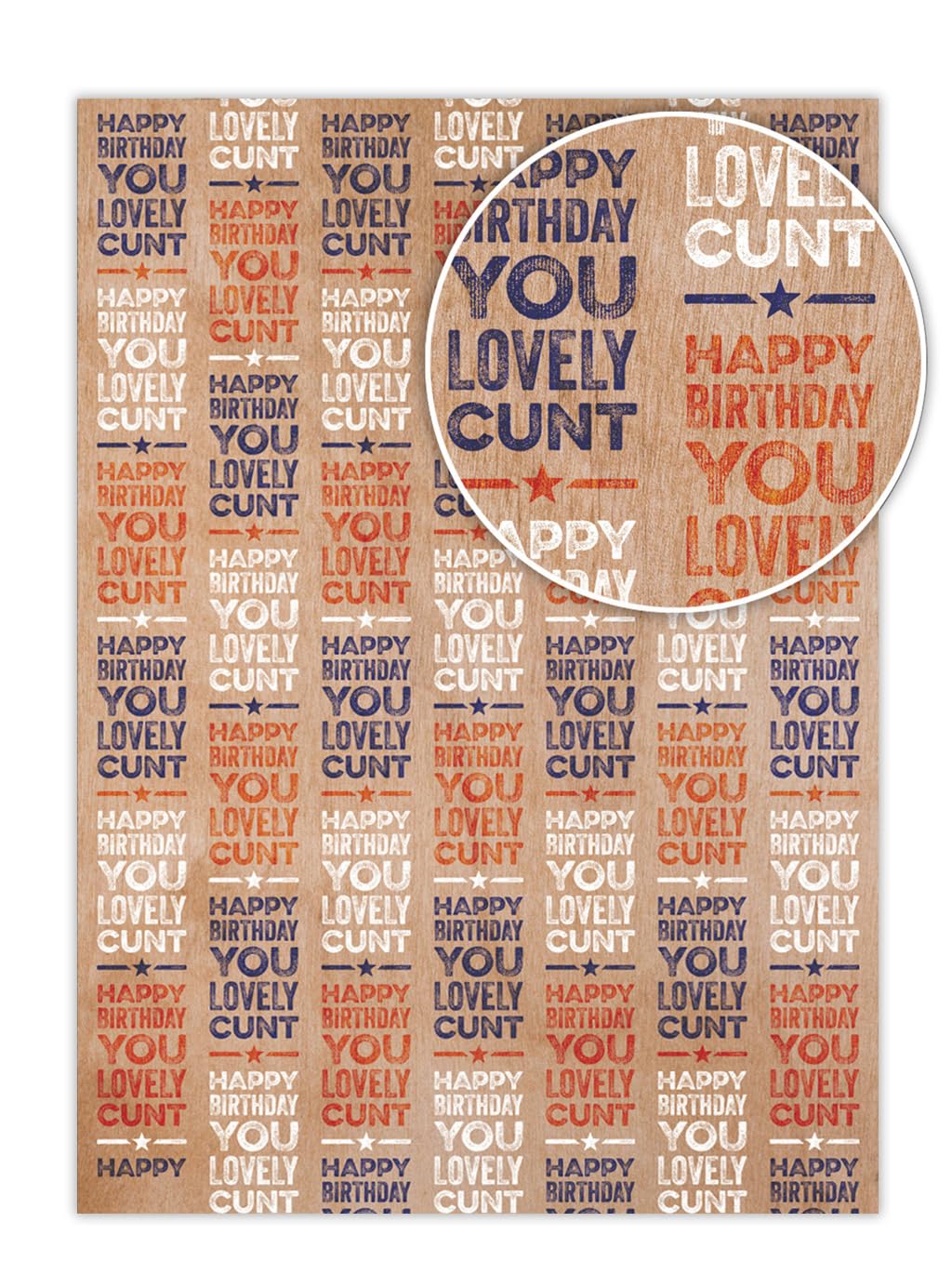 Brainbox Candy - 2 Sheets of Funny Rude 'Lovely C*nt' Birthday Wrapping Paper - Offensive Gift Wrap for Adults with A Cheeky Sense of Humour - Folded, Quality Wrap