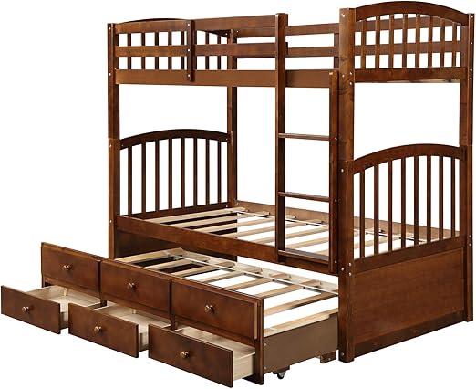 Amazon Com Twin Over Twin Bunk Bed Convertible With Trundle For