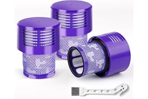 KLYPTICFIT Replacement V10 Filters for Dyson V10 Cyclone Series,V10 Animal,V10 Absolute,V10 Total Clean,SV12 Crodless Vacuum Cleaners, 3 Filters,1 Cleaner Brush, Replace Part #969082-01