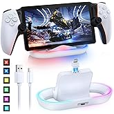 FASTSNAIL Charging Stand for PS Portal Compatible with Hard/Soft Cover, RGB Charge Station for TPU/EVA/Silicone Protective Case When Charging, Charge Holder for PlayStation 5 Portal (White)