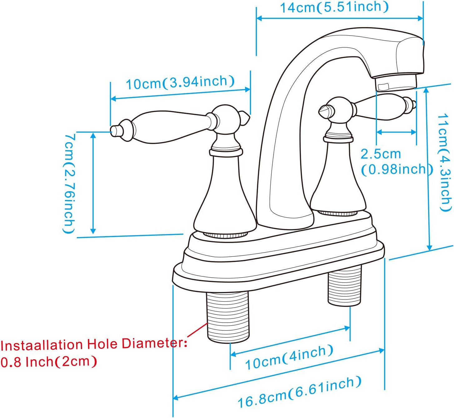 Bathroom Sink Faucet 4 Inch 2 Hole Center Oil Rubbed Bronze 2 Handle Lavatory Mixer Tap Deck Mount Centerset - - 