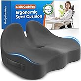 DailyCuddles Seat Cushion, Chair Cushions for Office Chairs/Desk Seats/Wheelchair - Hip&Sciatica&Tailbone Pain Relief Memory Foam Office Chair Cushion for Long Sitting Office Workers, Grey