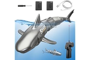 Whimsyland Remote Control Diving Shark Boat Pool Toys for Kids Age 6+, 1:18 Scale High Simulation Shark RC Boat Toy for Lake Swimming Pool Bathroom Fish Tank