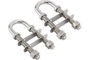 YaeMarine 2-Pack 3/8" Dia Stainless Steel Marine Boat Stern Bow Eye Tie Down U Bolt Thread Length 2-1/2", 3", 3-1/2" Option (3/8" Dia x 2-1/2" Thread Length, 3.9" Overall Length)