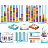 Color Challenge Game &ndash; 2 Pack Color Matching Puzzle Game for Family Game Night and Party, Board Game for Kids 6-8-12, Stacking Game with 2 Stack Racks, 100 Cards, 120 Rings, Bell, Storage Bag&zwnj;