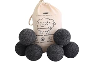 NHZ XL Sheep Dryer Balls 6-pack, 100% Handmade Organic Fabric Softner, Reusable, Economical and Ecofriendly (Grey)