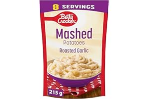 BETTY CROCKER Mashed Potatoes Roasted Garlic Flavour, Made with Real Potatoes, 215 Grams Package of Mashed Potatoes