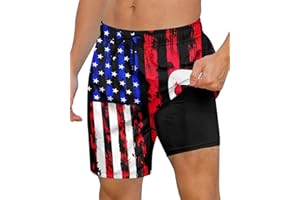 Cozople Mens Swimming Trunks with Compression Liner Swim Shorts 7 inch Quick Dry Bathing Suit Anti Chafe Boardshorts