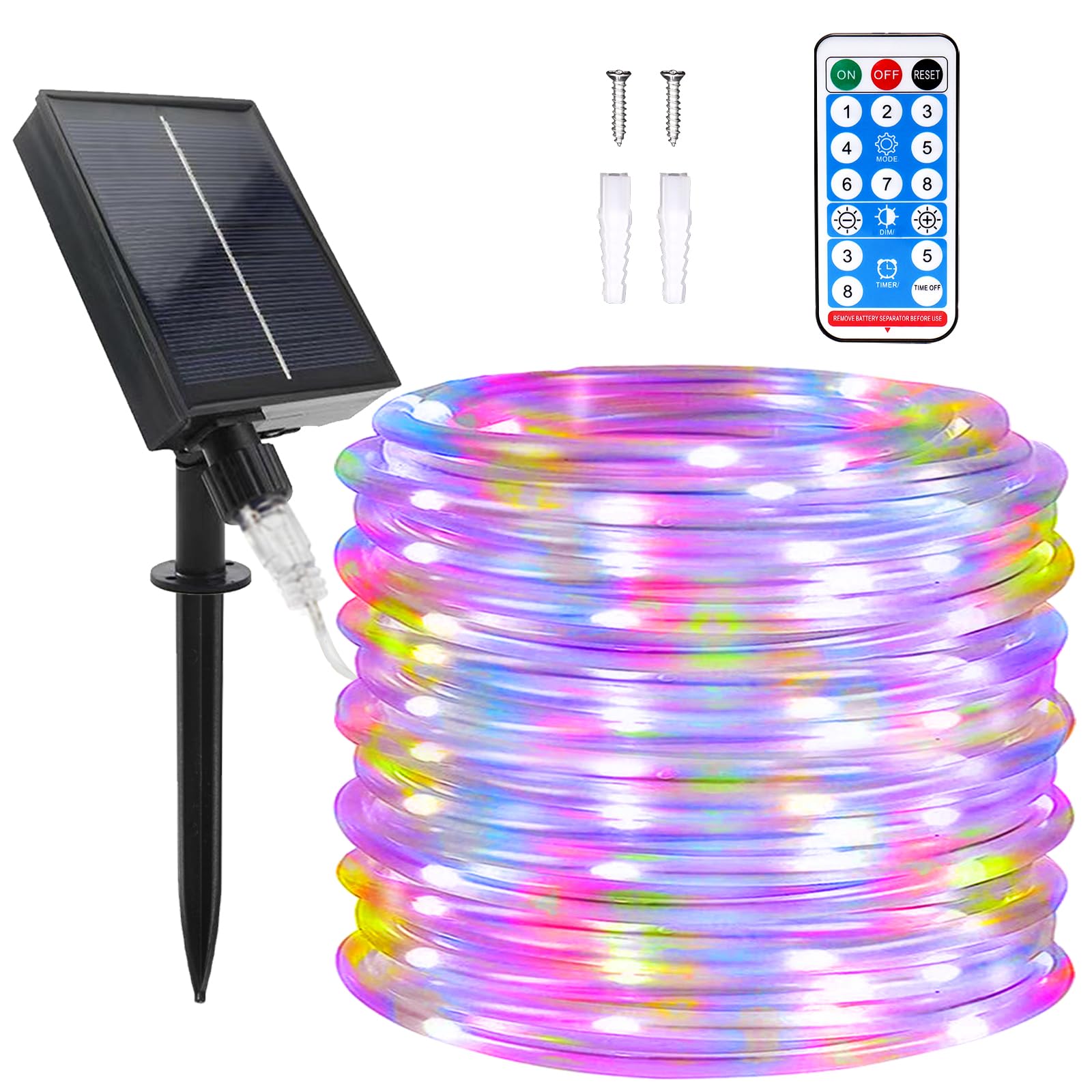 Micacorn Solar String Lights Outdoor Rope Lights Christmas Lights 72ft 8 Modes 200 LED Solar Garden Lights Waterproof Tube Light with Remote for Wedding Party Christmas Decorations