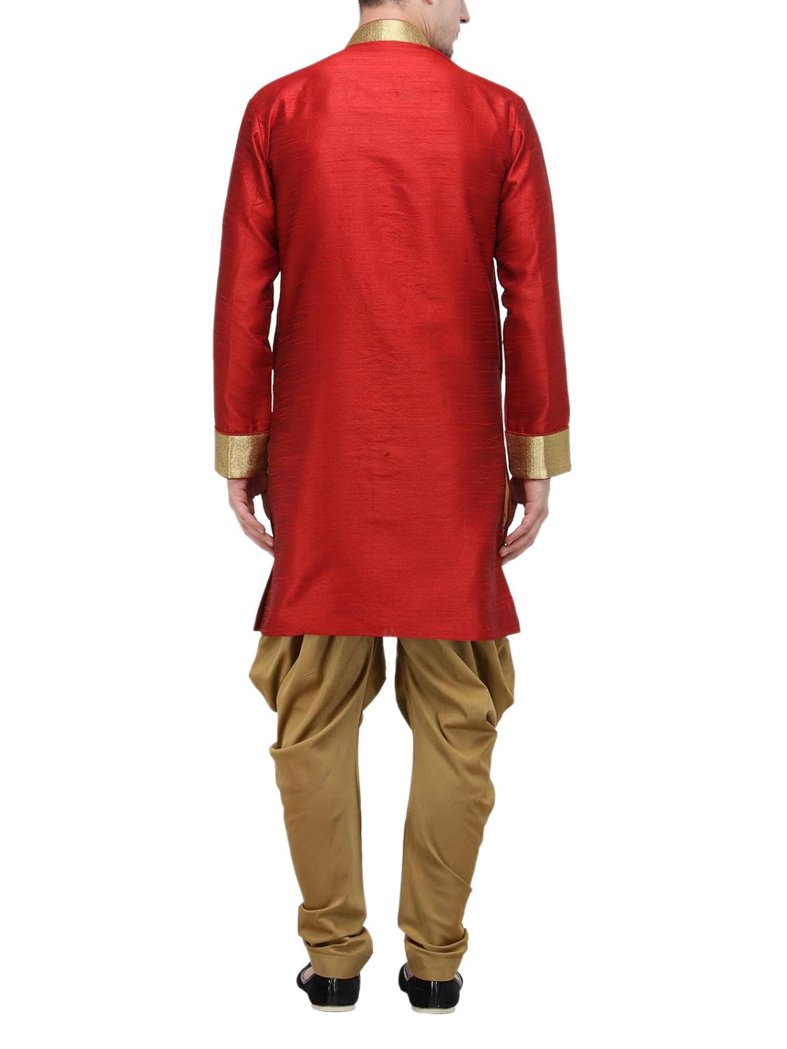 rg designers red and gold plain sherwani for men