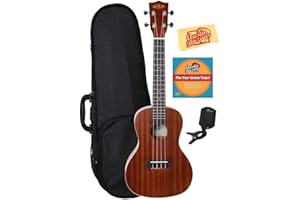 Kala KA-C Mahogany Concert Ukulele Bundle with Hard Case, Clip-On Tuner, Austin Bazaar Instructional DVD, and Polishing Cloth