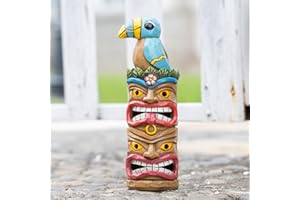 EPTUEGA Tiki Totem Pole-Solar Tiki Statue Head Decor - 12.32 inch Tall Tiki Decorations for Tiki Bar Outdoor Patio Balcony Yard Backyard