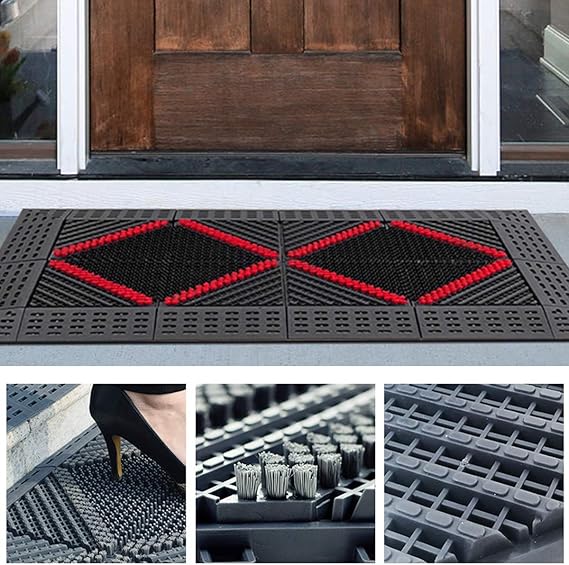 H&ZT Indoor Outdoor Door Mat Easy Clean 18x30in Commercial Wet Area