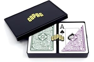 Copag Legacy Design 100% Plastic Playing Cards, Poker Size (Standard) Jumbo Index Green/Purple Double Deck Set