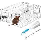 2 Pack Humane Mouse Trap for Indoor No Kill Live Mice Traps for House Mice | 7.13x2.3x2.7 In Catch and Release Mouse Traps for Small Mice, Kids &amp; Pets Friendly, Reusable Mousetrap with Cleaning Brushes