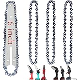 [4Chains+1Bar] 6 Inch Mini Chainsaw Chain and Bar Combo | 1/4" LP Pitch .043" Gauge 37 Drive Links, Replacement Chainsaw Chain Blade and Guide Bar fit Most 6&rdquo; Portable Mini Chainsaw