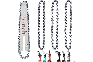 FIFCHALL [5 Pieces] 6 Inch Mini Chainsaw Chain with Replacement Saw Chain Bar, 6 Inch Replacement Chains for Portable Mini Chainsaw, Guide Saw Chain for Wood Branch Cutting Mini Chainsaws (37 Drive Links)
