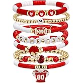 JEKBH Game Day Football Charm Bracelet for Women Men,Stackable Sports Jewelry Accessories Gifts for Football Fans