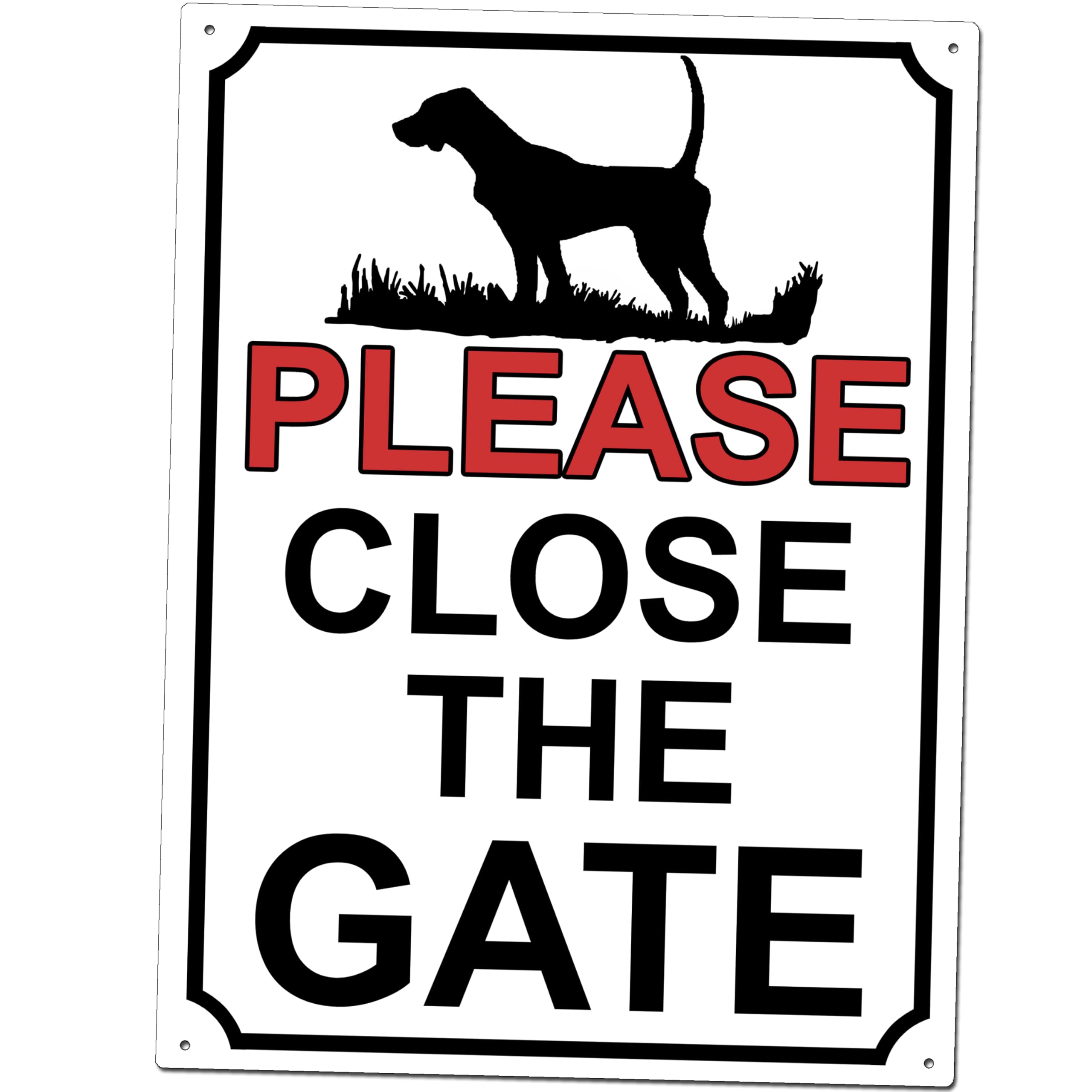 PLEASE CLOSE THE GATE DOG THEME METAL SIGN 267MM X 200MM (14H1L) LARGE 10" X 8"