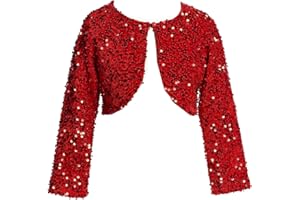 BLUNIGHT COLLECTION BluNight Girls Long Sleeve Sequin Flower Girl Cardigan Shrug Bolero Dress Coat
