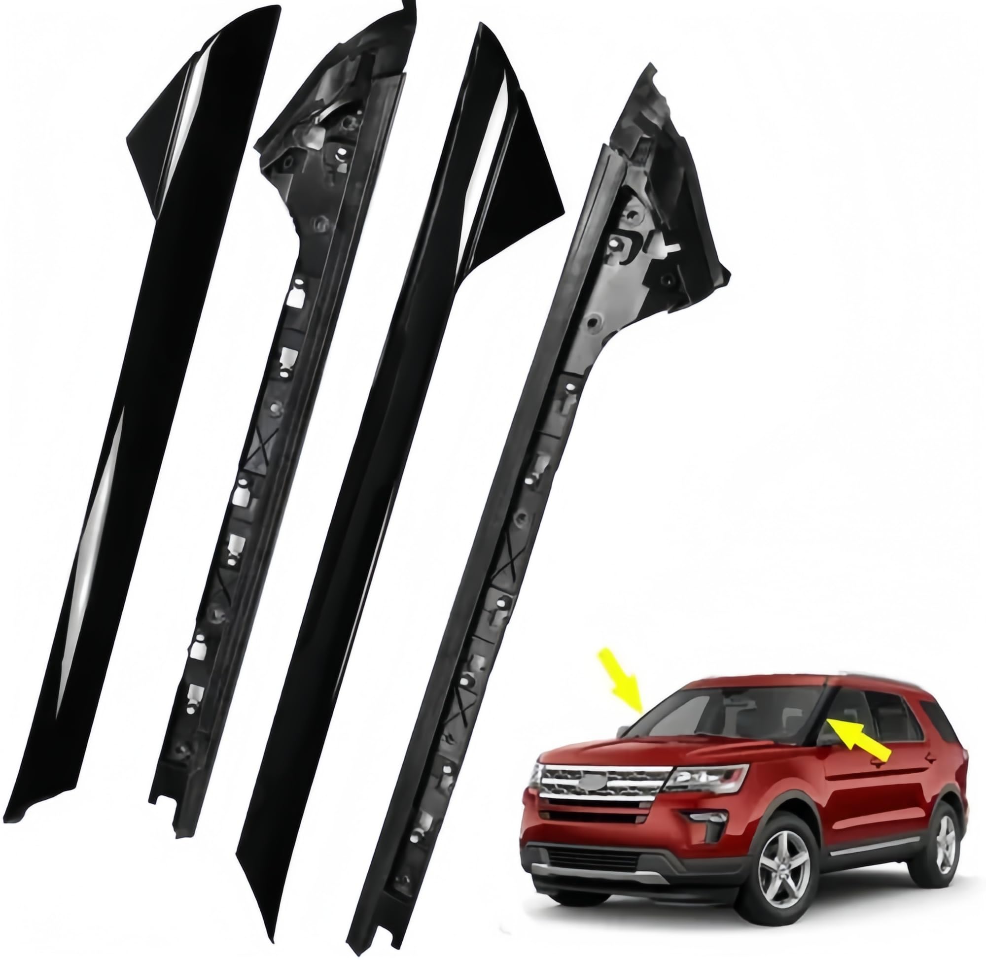 Photo 1 of WheelX Outer & Inner Windshield A-Pillar Molding Trim Panel Kit Compatible with 2011-2019 Ford Explorer, Left & Right, Driver & Passenger Side Replaces 926-450, 926-451, BB5Z7803137AA, BB5Z7803136AA
