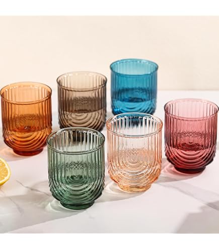 Amazon.com | Glass Cups, Vintage Glassware Drinking Glass Set of 6, 12oz  Colored Glassware with Sunflower Design, Embossed Floral Decorative Glasses  Drinking Set for Cocktail, Wine, Vintage Drinking Glasses: Tumblers & Water