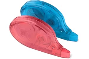 Amazon Basics White Out Correction Tape with Dispenser, 2-Count Pack, Fast, Clean and Easy to Use Tear-Resistant Tape Office or School Supplies, Green, Orange, Purple, Red, Blue