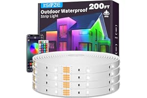 KSIPZE 200ft Outdoor LED Strip Lights,IP68 Waterproof Outside Led Rope Lights with Bluetooth App Remote,Music Sync RGB Exterior Led Lights for Roof, Balcony,Deck,Pool
