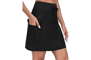 MoFiz Women's Cargo Hiking Skort Skirt - High Waisted Golf Dressy Casual Workout Sport Skirt with Liner Quick Dry UPF50