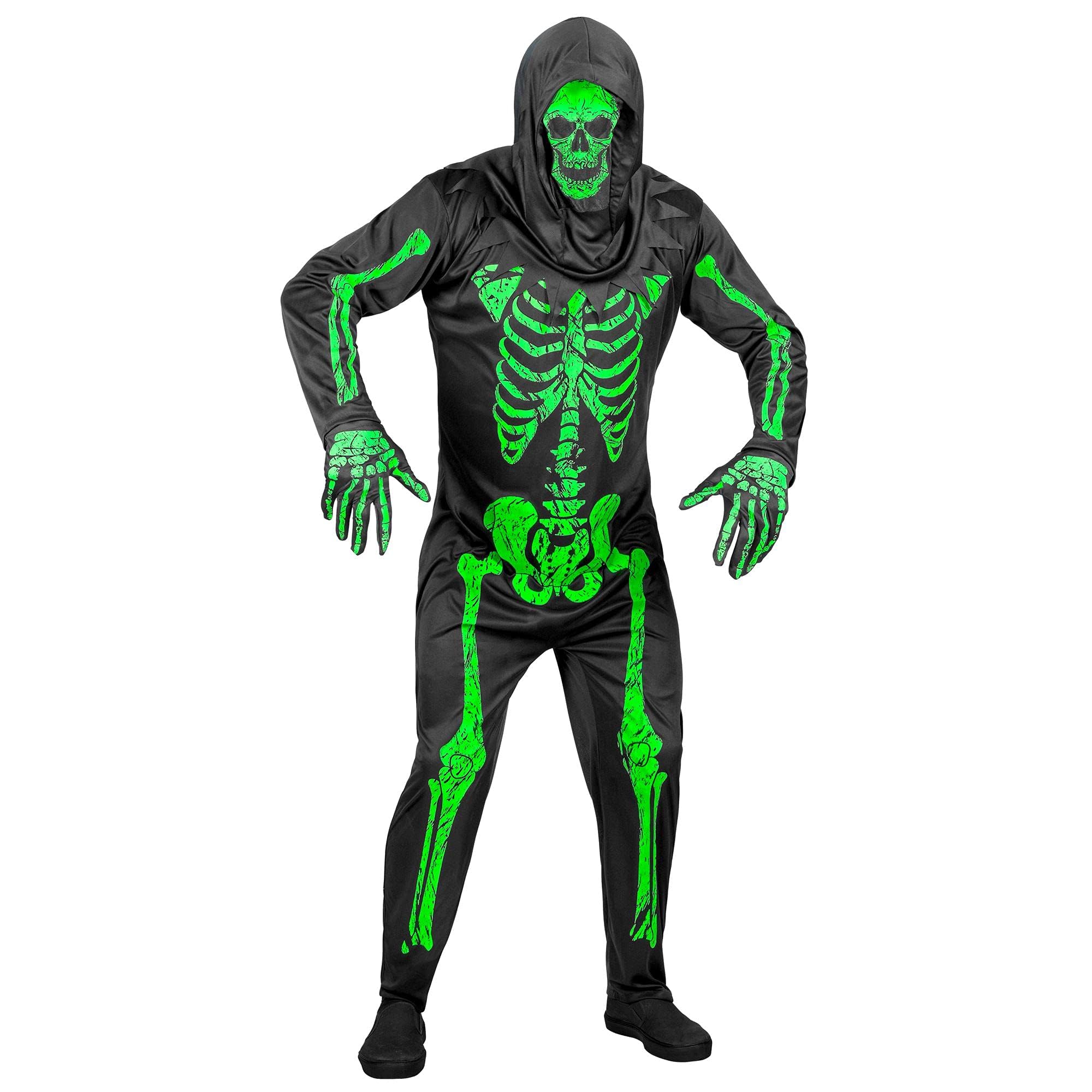 Widmann 02620 Fluorescent Skeleton Costume for Men, Multicoloured, (XXL)