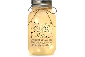 Maracco Christmas Sisters Gifts from Sister, Mason Jar Night Lights for Sister, Sister Birthday Gifts, Mason Jar with Warm Lights, Sister in Law Gifts, Gift for Soul Sister, Best Friends