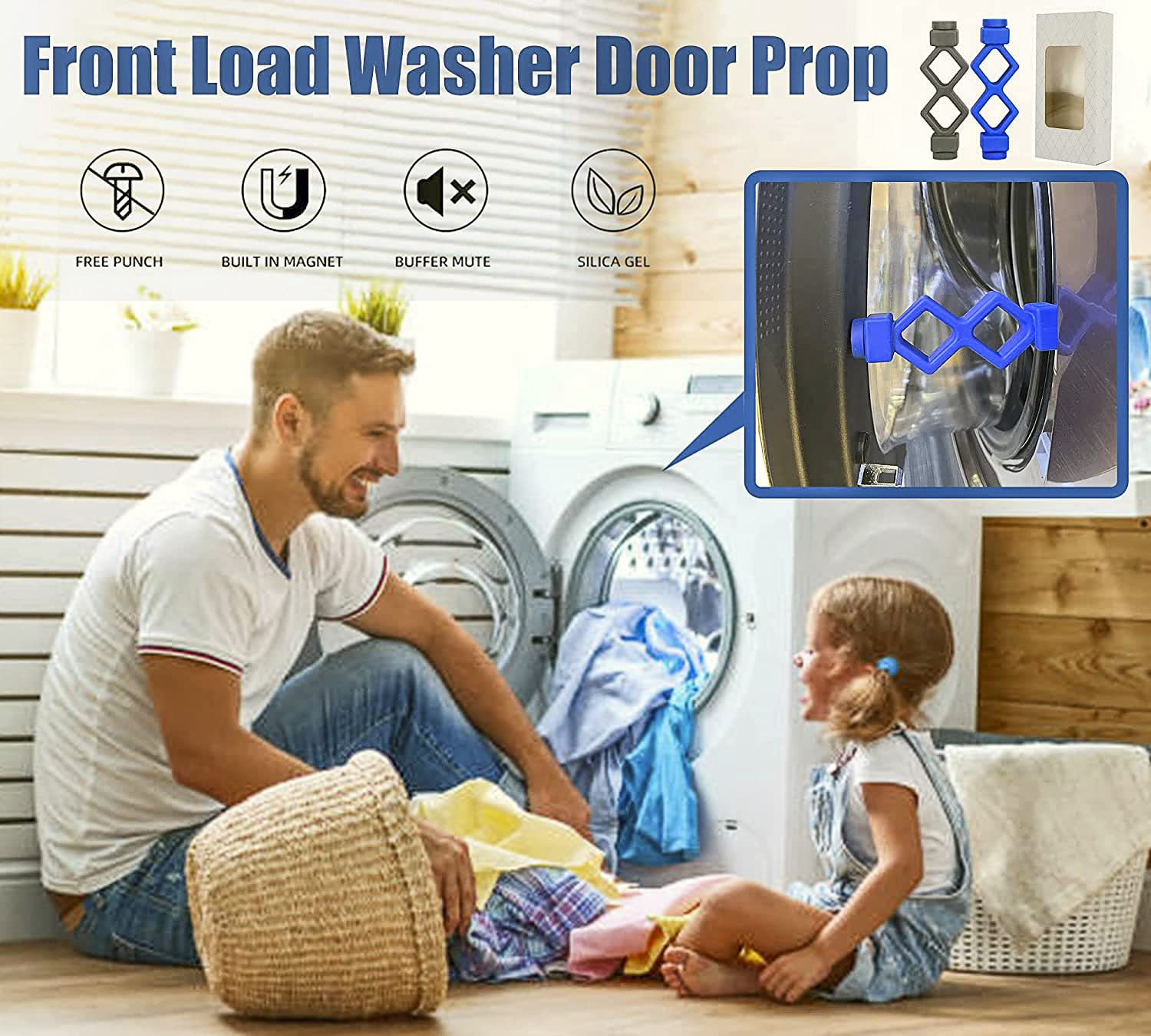 Magoog Washer Door Prop, Magoog Front Load Washer Door Prop, Keep Front Load Washer Door Open and Dry to Prevent Damping, Upgraded Longer Door Prop for Front Load Washing Machines
