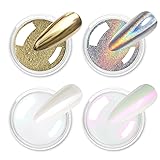 Allstarry Chrome Nail Powder 4pcs White Pearl