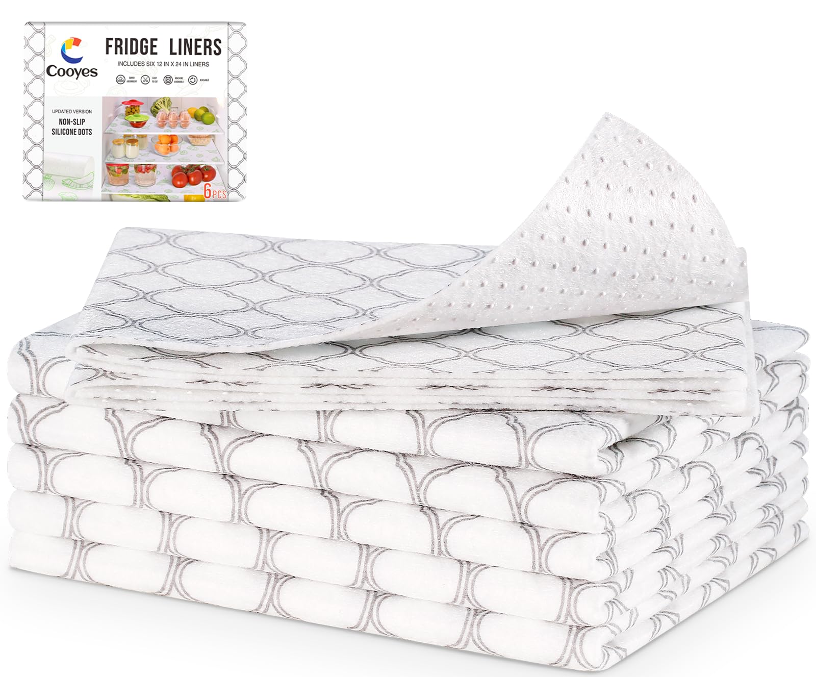 Photo 1 of Cooyes Non Slip Refrigerator Liners, 2 in 1 Absorbent Fridge Liners and Fresh Mats Machine Washable, Refrigerator Shelf Paper for Glass Shelves Kitchen Cabinet Drawer